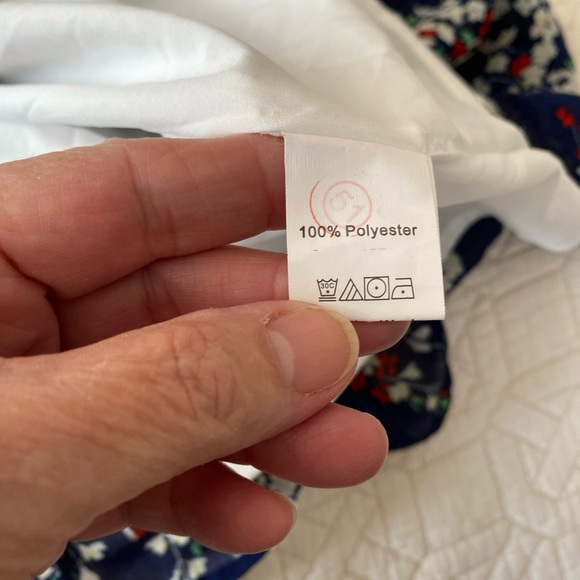 NWT Anna-Kaci Floral Print Navy Dress M fully lines V neck cap sleeves - Picture 7 of 13